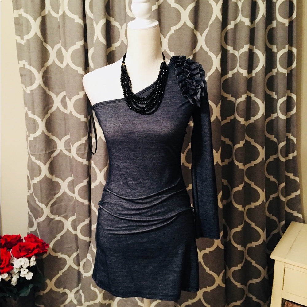 NWOT One Shoulder Blue Dress